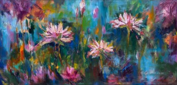 蓮のモダンな花のイメージ Oil Paintings